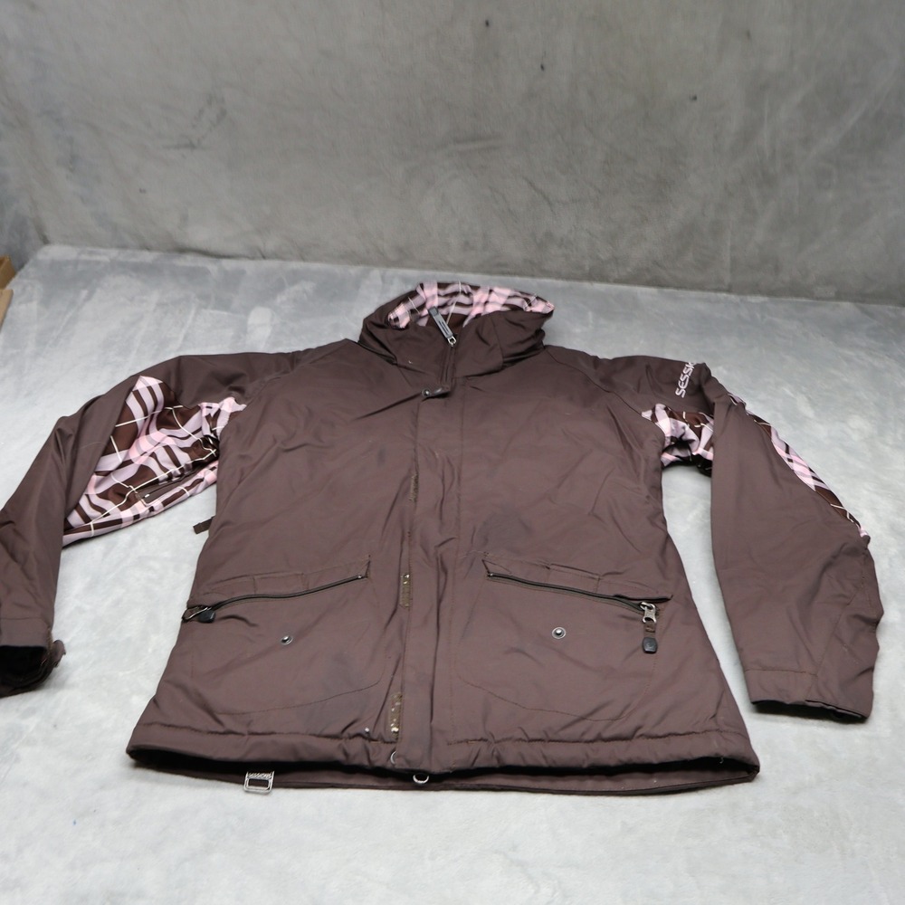 Sessions Jacket Womens Small Brown Plaid Ski Snow Winter Waterproof Technical